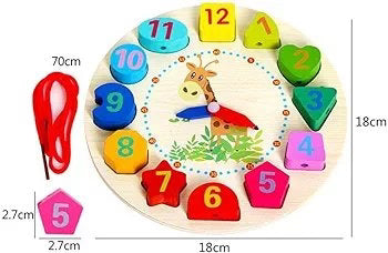 Shape Lacing clock Wooden
