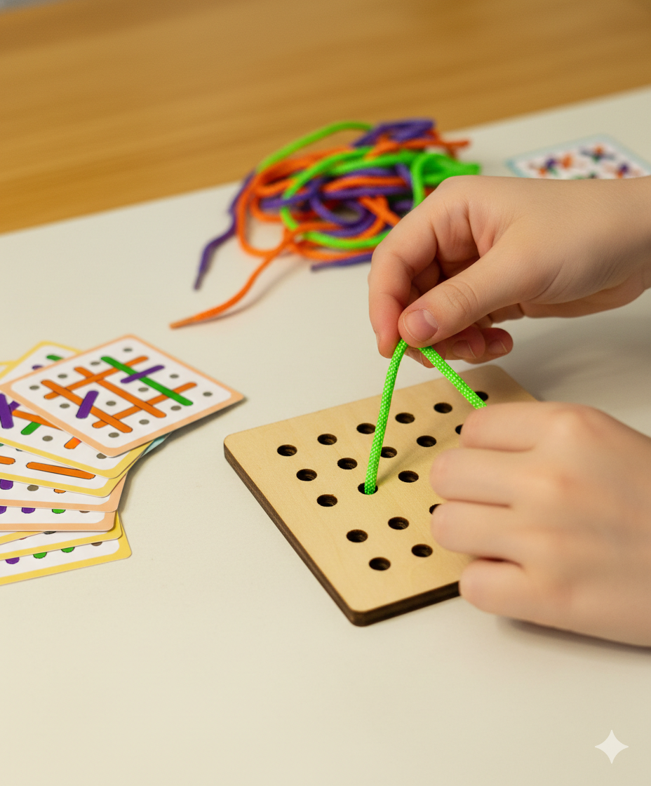 2 Player Battle Wooden Threading Toy