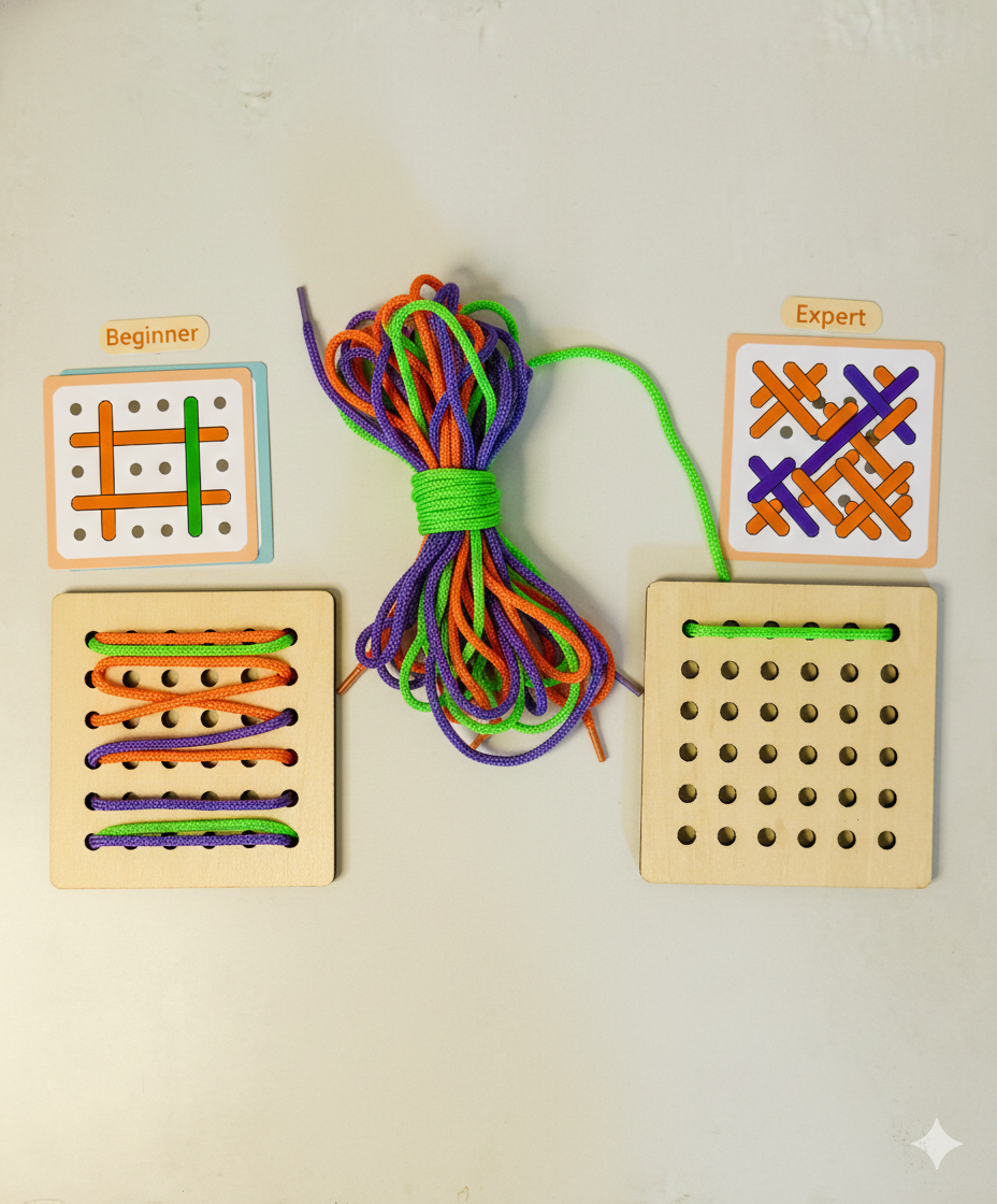 2 Player Battle Wooden Threading Toy