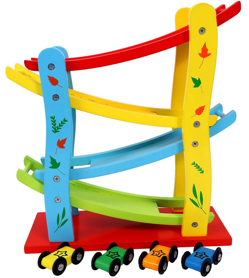 Wooden Slippery Car 4 track