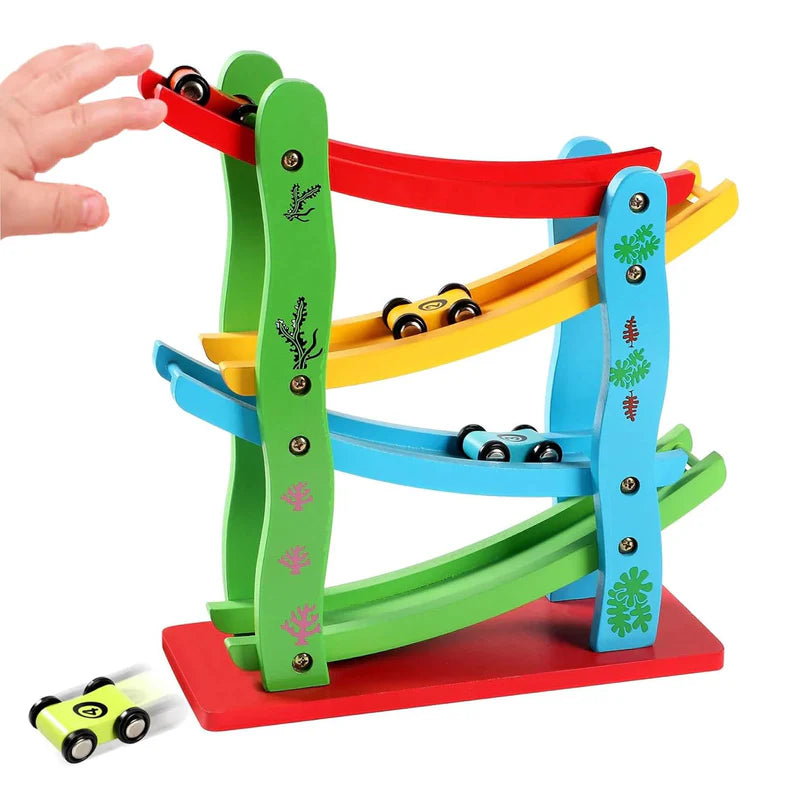 Wooden Slippery Car 4 track