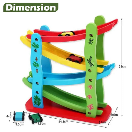Wooden Slippery Car 4 track