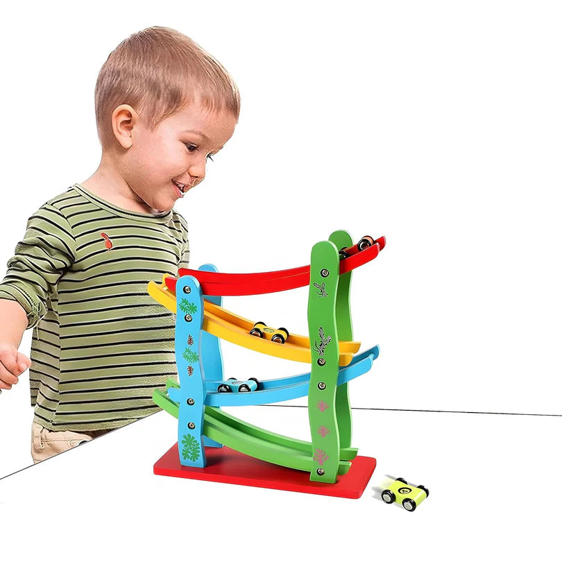 Wooden Slippery Car 4 track